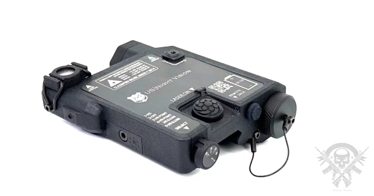 US Night Vision Designate IR-V three-beam green laser sight mounted on AR-15, ideal for night vision operations