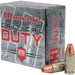 CRITICAL DUTY AMMO - 9MM LUGER +P, 135 GRAIN, 1100 FPS