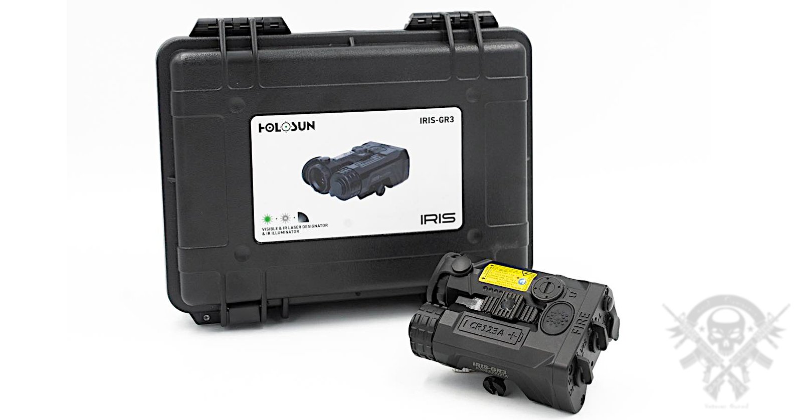 Holosun IRIS 3 laser and illuminator shown with hard case and packaging