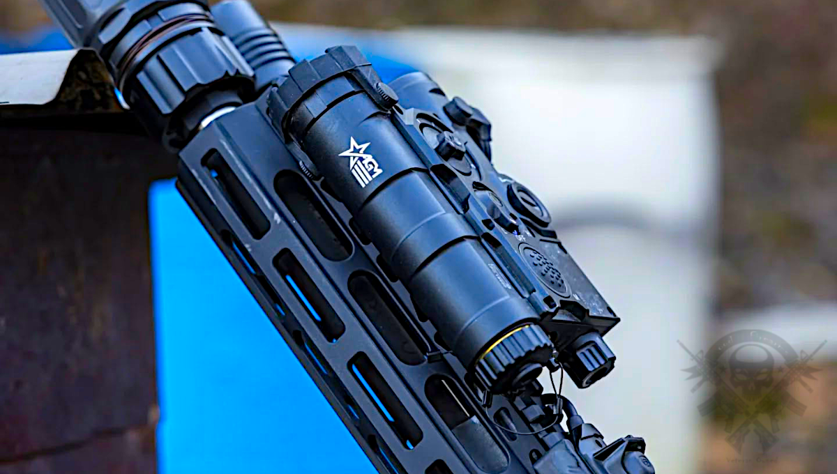 AGM WLAD laser mounted on AR-15 with visible laser and IR flood features