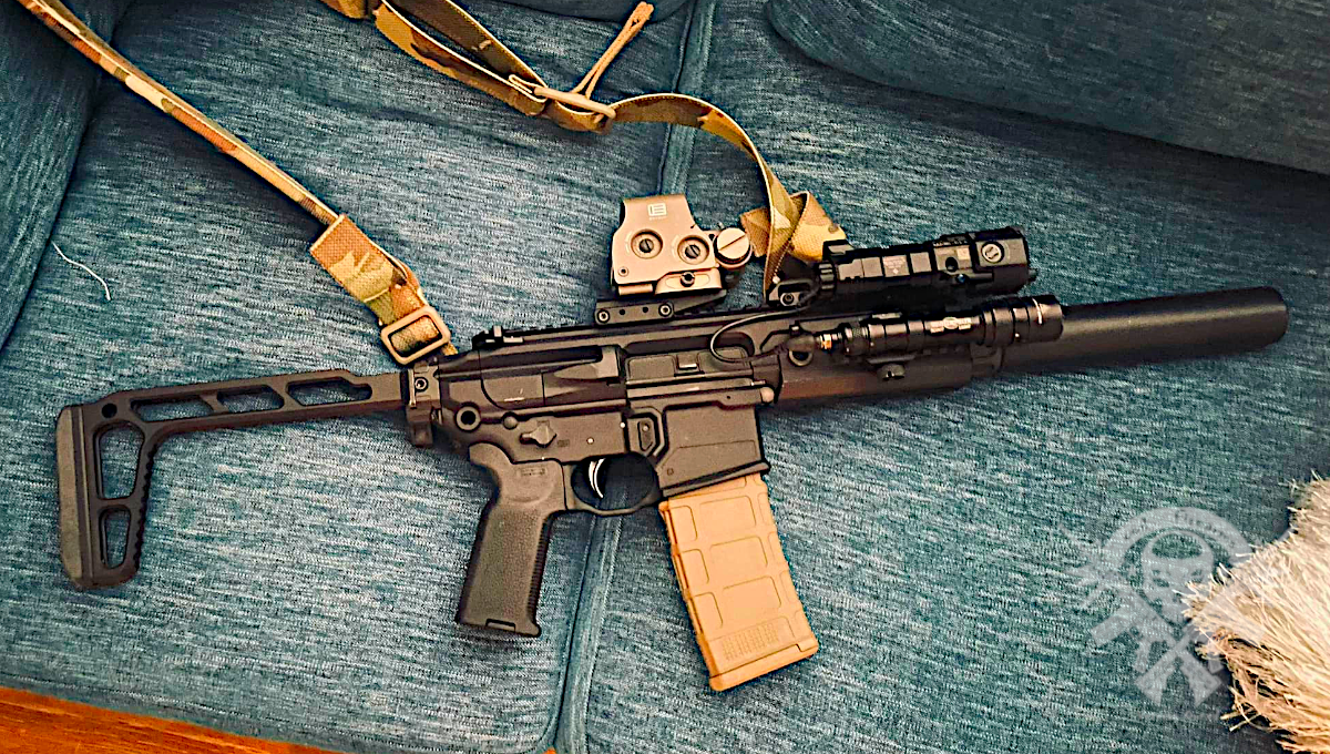 BE Meyers MAWL C1+ mounted on SIG MCX rifle with LPVO optic and suppressor for night vision and low-light use