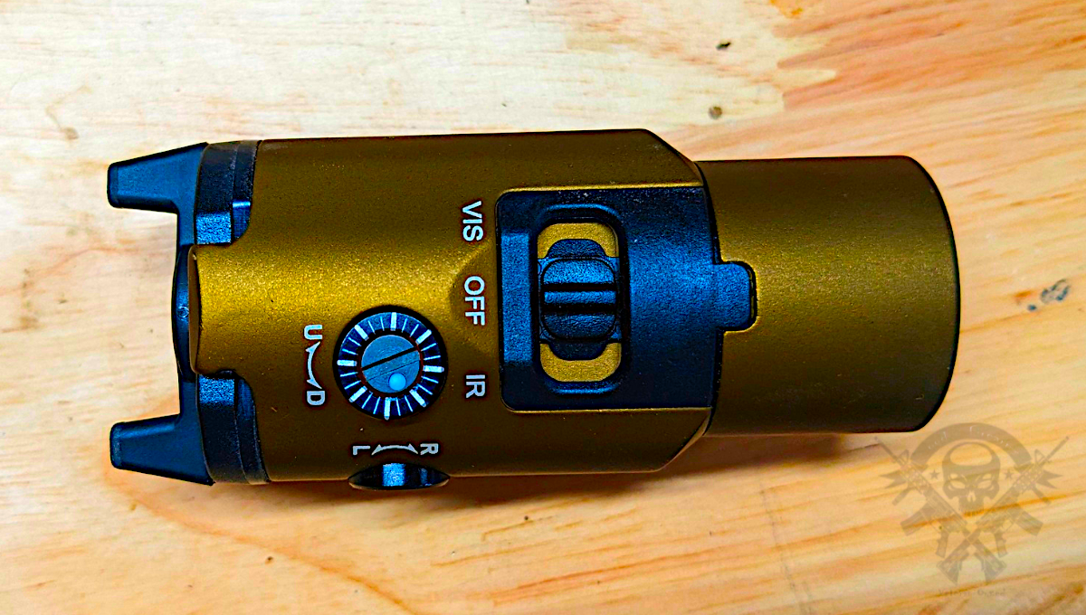 Top-down view of Streamlight TLR-VIR II showing activation paddles, battery compartment, and mounting profile