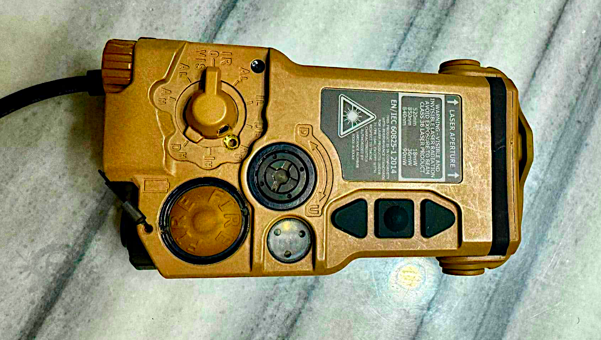 Overhead view of Wilcox RAID-Xe Low Power IR laser and illuminator showing top controls and selector dial