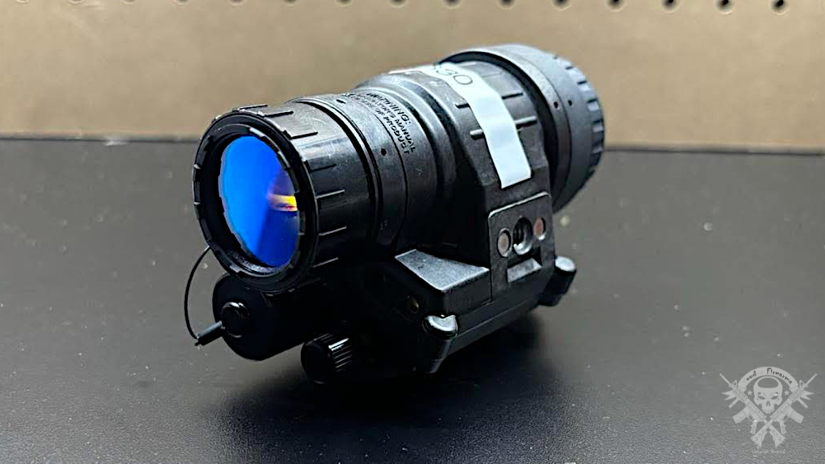 Elbit Systems PVS-14 Gen 3 night vision monocular side profile with white phosphor lens