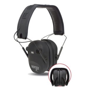 VERTEX RECHARGEABLE SLIM DUAL-MIC ELECTRONIC EARMUFF - BLACK
