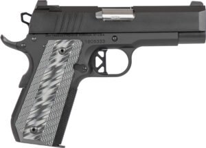 Dan Wesson 01883 ECP Compact Frame 45 ACP 8+1 4" Stainless Bull Barrel Black Duty Serrated Stainless Steel Slide Black Aluminum Frame wBeavertail Black/Gray G10 Grip