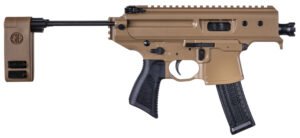 Sig Sauer PMPX3BCH MPX Copperhead 9mm Luger Caliber with 3.50" Barrel, 20+1 Capacity, Coyote Elite Cerakote Metal Finish, Folding Pivoting Contour Brace Stock & Black Polymer Grip Ambidextrous Hand