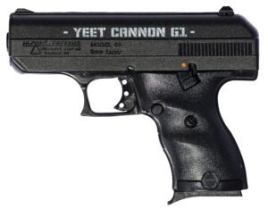 Hi-Point 916G1YC YC9 Gen1 9mm Luger 8+1 3.50" Black Steel Barrel, Black Serrated w/Engraving Steel Slide, Black Polymer Frame & Grip, Right Hand