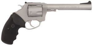 Charter Arms 79960 Pitbull Large 9mm Luger, 5 Shot 6" Matte Stainless Steel Barrel, Cylinder & Frame w/Black Finger Grooved Rubber Grip
