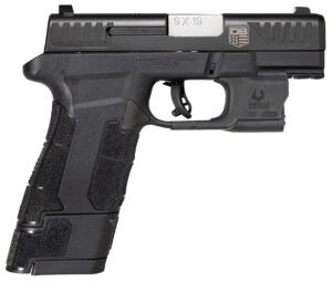 Diamondback DB0301P001 DBAM29 Sub-Compact 9mm Luger 3.50" 12+1,17+1 Overall Black Finish with Serrated Nitride Stainless Steel Slide, Polymer Grip & Picatinny Rail Includes Viridian Laser & Holster