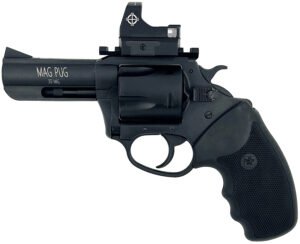Charter Arms 13535 Mag Pug Large 357 Mag 5 Shot, 3" Black Passivate Steel Barrel & Cylinder, Black Passivate Steel w/Picatinny Rail Frame. Black Combat Rubber Grip, Includes Micro Optic