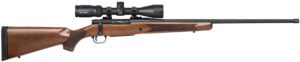 Mossberg 28237 Patriot w/Optic Full Size 6.5 PRC 4+1 24" Matte Blued Fluted Threaded Barrel, Matte Blued Drilled & Tapped Receiver, Walnut Fixed Stock, Vortex Crossfire II 3-9x40mm Scope, Right Hand