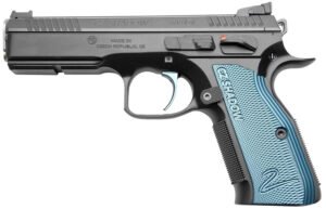 Cz Custom Shop 91039 Shadow 2 Full Size Frame 9mm Luger 17+1 4.89" Black ACCU Bushing Barrel, Black Serrated Steel Slide, Black Polycoat Steel Frame w/Beavertail, Black Checkered Aluminum Grip