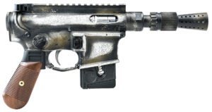 Battle Arms Development BAD-SOLO-BLASTER Solo Blaster 22 LR 10+1 5.38" Silver Optic Ready Slide, 3-Tone Battle Worn Frame, Wood Grip, Custom Muzzle Device