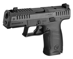 CZ-USA 01578 P-10 C  Compact Frame 9mm Luger 10+1 4.02" Black Nitride Barrel, Black Nitride Steel Optic Ready/Serrated Slide, Black Polymer Frame w/Accessory Rail, Interchangeable Backstrap Grip