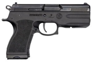 FK Brno US TMTPSDC PSD Compact Frame 7.5 FK 14+1 4.30" Black Nitride Tilting Steel Barrel, Dark Gray Nitride Steel Optic Cut/Serrated Slide, Black Polymer Frame w/Accessory Rail, Textured Grip