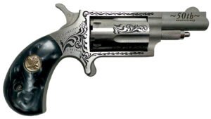 North American Arms 22M50B 50th Anniversary 22 Mag 5 Shot 1.63" Matte Stainless w/"50th Anniversary" & Scroll Engraving, Black Pearl Grip, Exposed Hammer