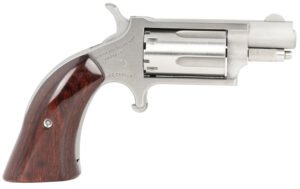 North American Arms 22MSGBG Mini-Revolver Sports South Exclusive 22 WMR 5 Shot 1.13" Stainless Steel Barrel, Frame & Cylinder, Wood Boot Grip, Exposed Hammer