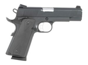 Tisas Arms 10100119 1911 Carry 45 ACP 8+1 4.25" Black Cerakote Carbon Steel Serrated Slide & Frame w/Beavertail, Black Rubber Grip