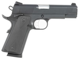 Tisas Arms 10100121 1911 Carry 9mm Luger 9+1 4.25" Black Cerakote Carbon Steel Serrated Slide & Frame w/Beavertail, Black Rubber Grip