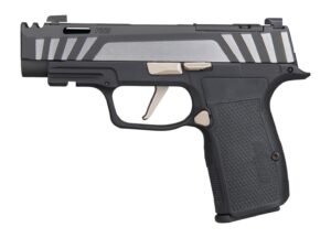 Sig Sauer 365AXG9COMPEQ P365 AXG Equinox Compact 9mm Luger 12+1 3.10" Equinox/Nitron Stainless Steel Optic Ready Slide, Equinox Black Stainless Steel Frame w/Picatinny Rail, Black G10 Grip