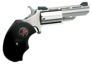 North American Arms BWL Black Widow Compact Frame 22 LR 5 Shot 2" Stainless Steel Vent Rib Barrel, Stainless Steel Frame, Stainless Cylinder, Black Finger Grooved Rubber Grip, Exposed Hammer