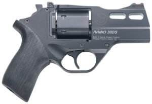 Chiappa Firearms 340289 Rhino 30DS Small Frame 357 Mag 6 Shot, 3" Black Anodized Steel Vent Rib Barrel, Blued Steel Cylinder, Black Anodized Aluminum Frame, Black Rubber Grip, Concealed Hammer