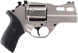 Chiappa Firearms 340290 Rhino 30DS Small Frame 357 Mag 6 Shot, 3" Nickel-Plated Steel Vent Rib Barrel & Cylinder, Nickel-Plated Aluminum Frame, Black Rubber Grip, Concealed Hammer