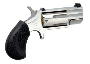 North American Arms PUGT Pug 22 WMR 5 Shot 1" Stainless Steel Barrel, Frame & Cylinder, Black Pebbled Rubber Grip, Exposed Hammer