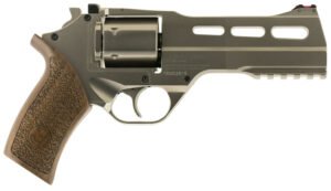 Chiappa Firearms 340223 Rhino 50DS Medium Frame 357 Mag 6 Shot, 5" Nickel-Plated Steel Vent Rib Barrel & Cylinder, Nickel-Plated Aluminum Frame, Walnut Grip, Exposed Hammer
