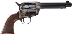 Taylors & Company 550813DE Smoke Wagon Uberti 45 Colt (Long Colt) 6 Shot 5.50" Blued Round Barrel & Cylinder, Color Case Hardened Steel Frame, Checkered Walnut Navy Grip, Exposed Hammer