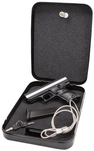 Hi-Point CF380HSP CF Home Security Package 380 ACP 8+1, 3.50" Black Steel Barrel, Black Powder Coated/Chrome Serrated Steel Slide, Black Polymer Frame & Grip, Keyed Lock Box