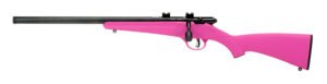 Savage Arms 13842 Rascal FLV-SR Youth 22 LR 1rd 16.12" Matte Blued Heavy Barrel, Matte Blued Carbon Steel Receiver, Pink Synthetic Stock, Left Hand