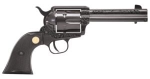 Chiappa Firearms 340340 1873 22 LR 6 Shot 4.75" Black Engraved Barrel, Black Cylinder, Black Engraved Alloy Frame, Black Plastic Grip, Exposed Hammer