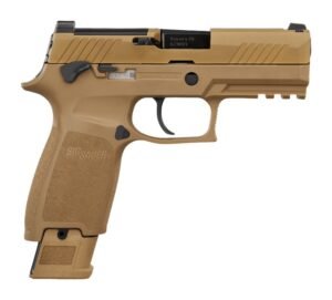 Sig Sauer M189CSSMSMA M18 MA Compliant Carry 9mm Luger 10+1 3.90" Black Barrel, Coyote Tan Cerakote Stainless Steel Optic Ready Slide, Coyote Tan PVD Stainless Steel Frame w/Picatinny Rail, Standard M